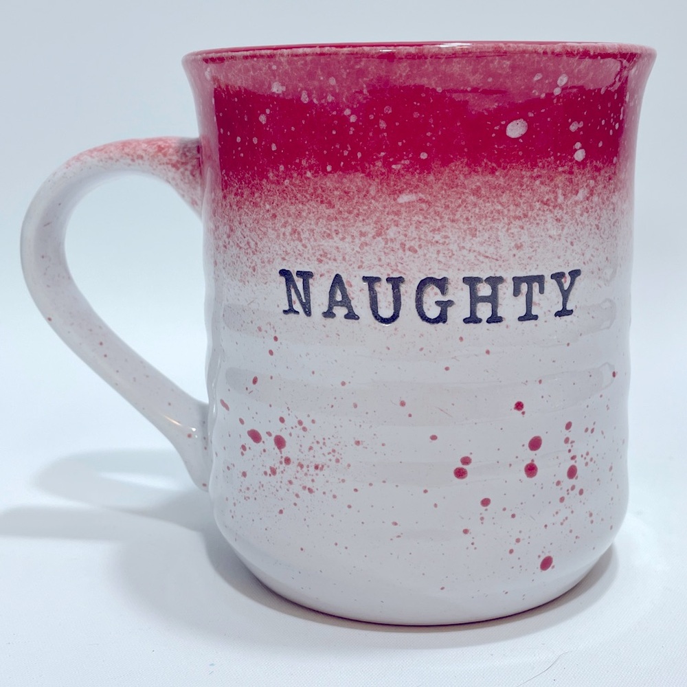 NAUGHTY Sheffield Home Red & White Christmas Mug Stoneware Pottery